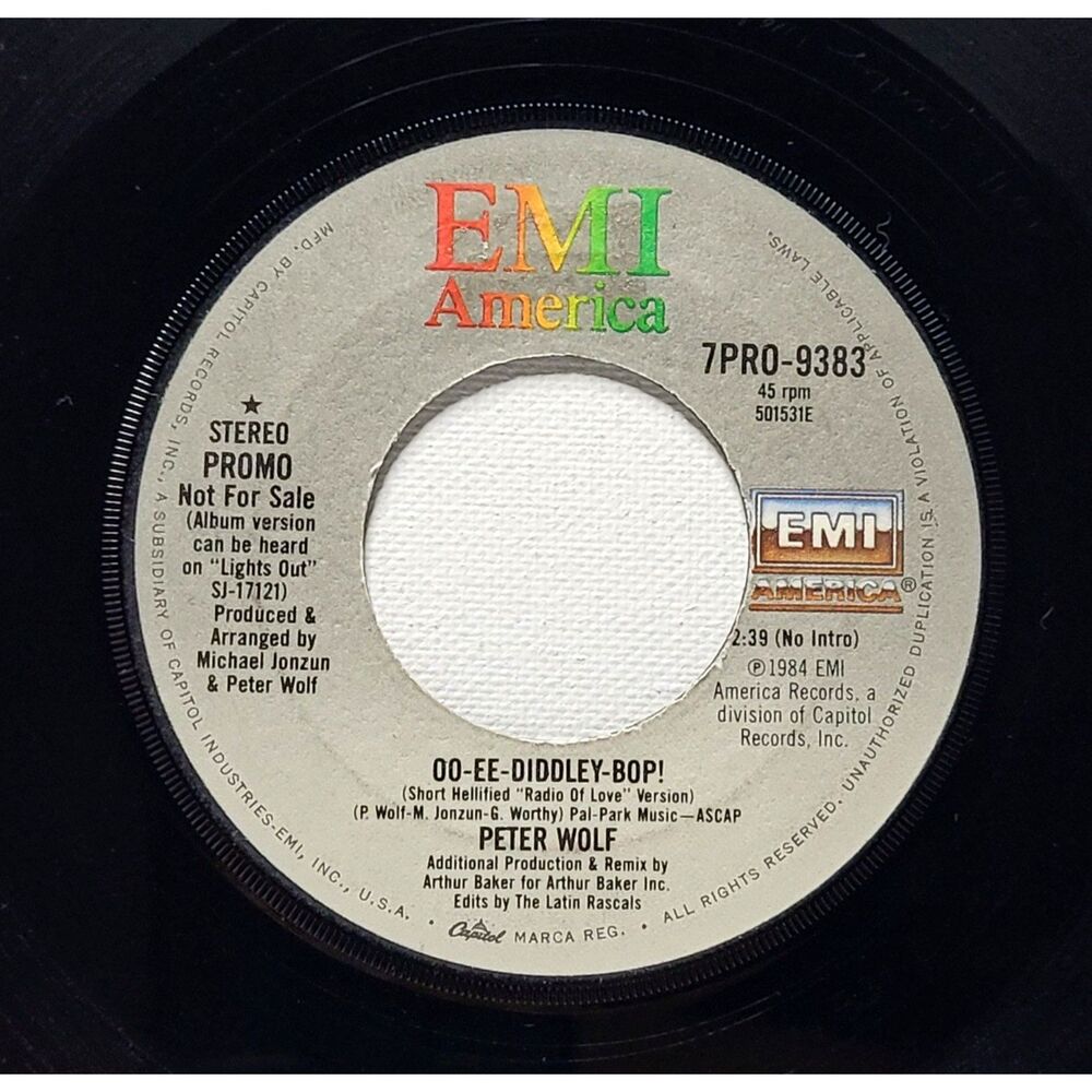 Peter Wolf ‎"Oo-Ee-Diddley-Bop!" 45 RPM Promo EMI America EX